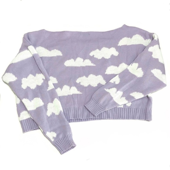 Nasty Gal Cloud Knitted Sweater Pastel Purple Cropped Oversized Size Medium - Picture 3 of 7